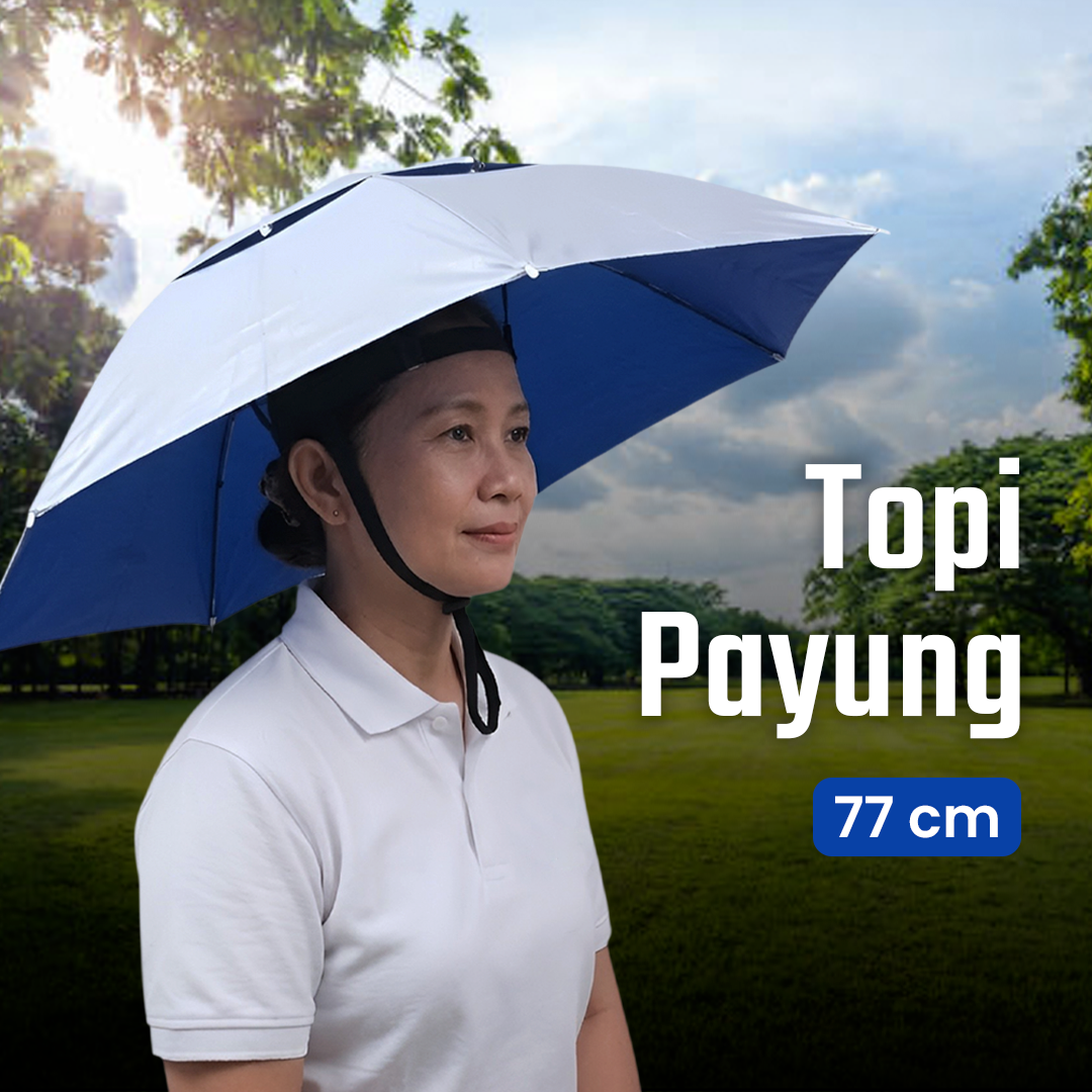 UCHI Topi Payung Polos Headband Umbrella Hat Dua Lapis Anti Bocor 77cm - UC7