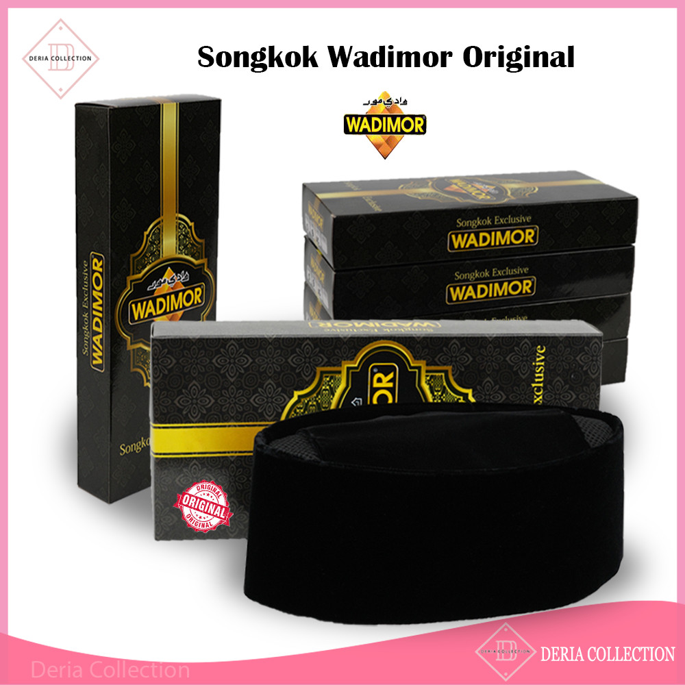 Songkok Peci WADIMOR AC Tinggi 9 cm Original Kopiah Solat Hitam Pria Dewasa Kopiyah Sholat Anak Laki Pesantren Kopyah Santri Beludru Kopeah Haji Polos Sonkok Pendek Bludru Songko Shalat Nasional Buludru Ukuran Murah Terlaris Ori