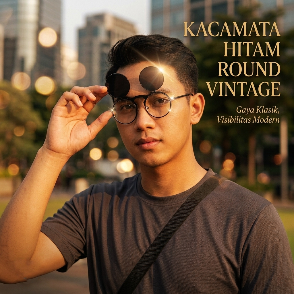 AOFLY Kacamata Hitam Round Vintage Steampunk Sunglasses