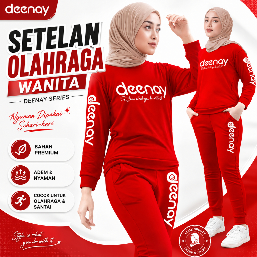 Setelan Olahraga Wanita Deenay Terlaris Baju Training Senam Joging Premium Termurah Gratis Ongkir