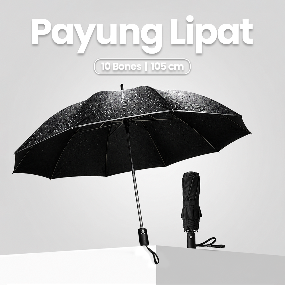 REFLESA Payung Lipat Buka Tutup Otomatis Polos Anti UV 10 Bone 105cm - MI7454