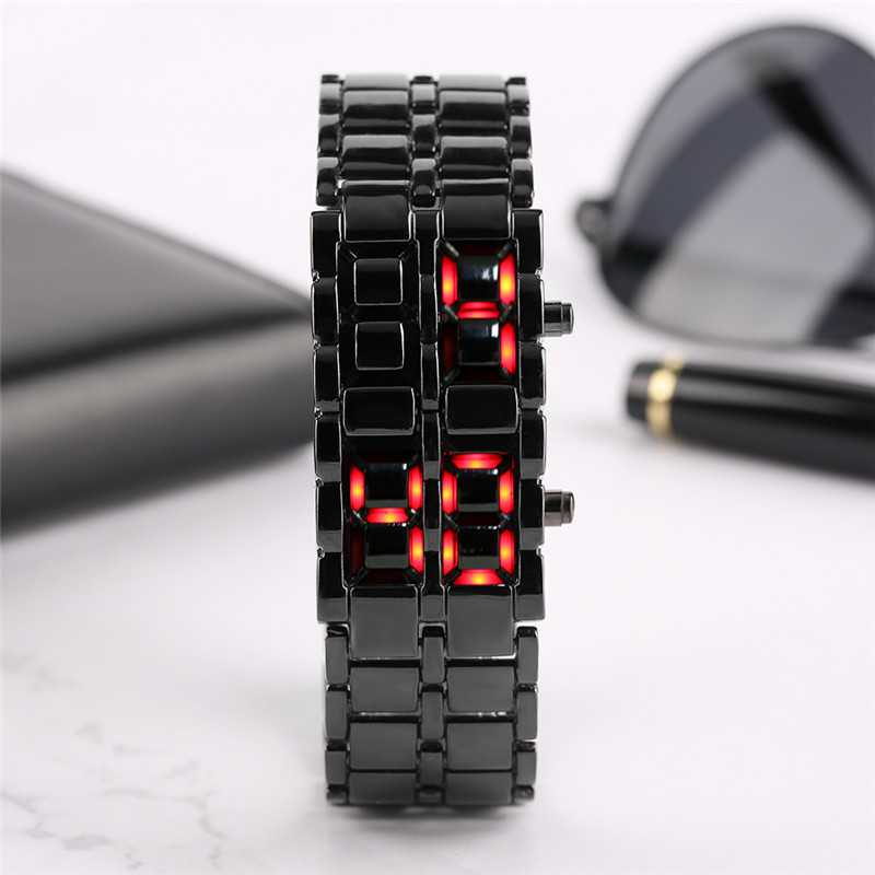 Tiktak Jam Tangan Digital LED Lava Chain Unisex Stainless Steel Strap - TK-4