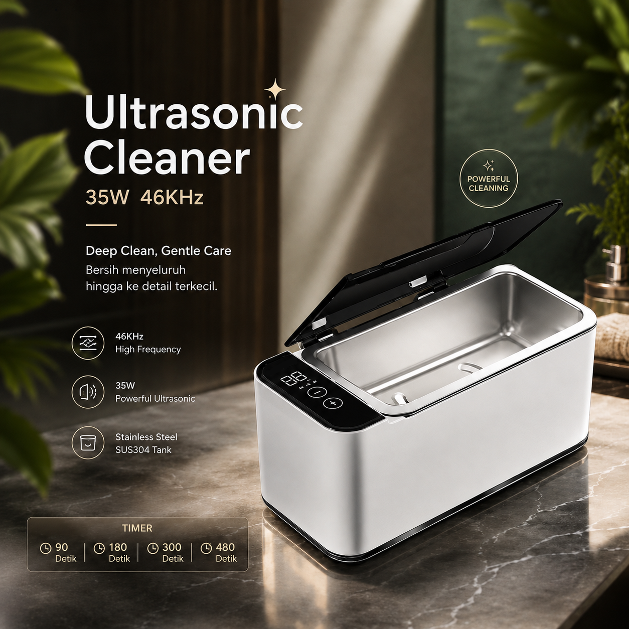 Taffware Pembersih Kacamata Perhiasan Ultrasonic Cleaner 50W 46KHz - DSG-001S