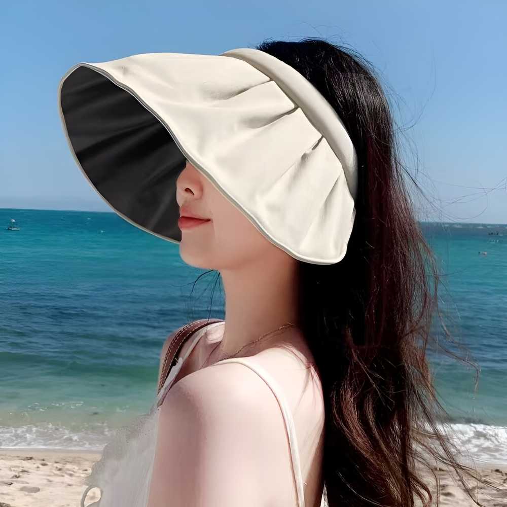 Kaka Topi Pantai Anti UV Outdoor Wanita Sun Visor Polyester Beach Hat - CX3-011
