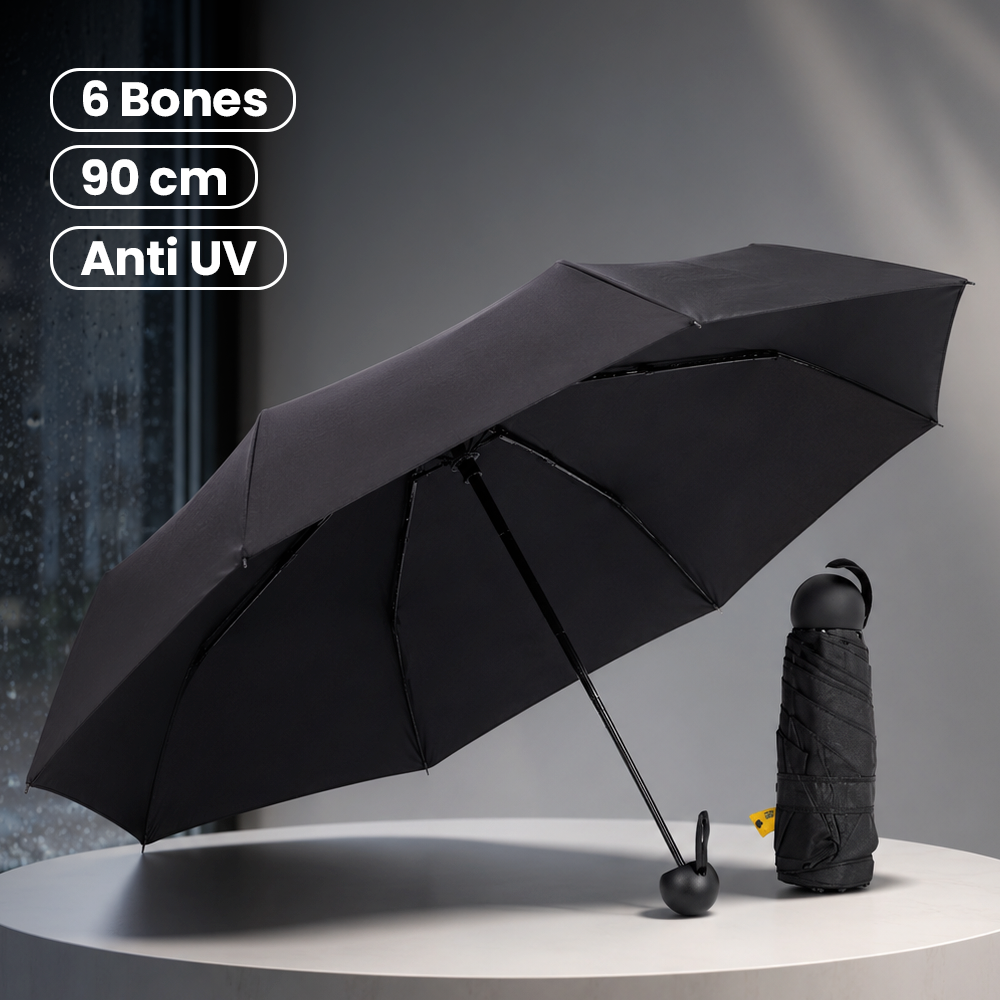 JIASAN Payung Lipat Buka Tutup Manual Polos Anti UV 6 Bone 90cm - A50