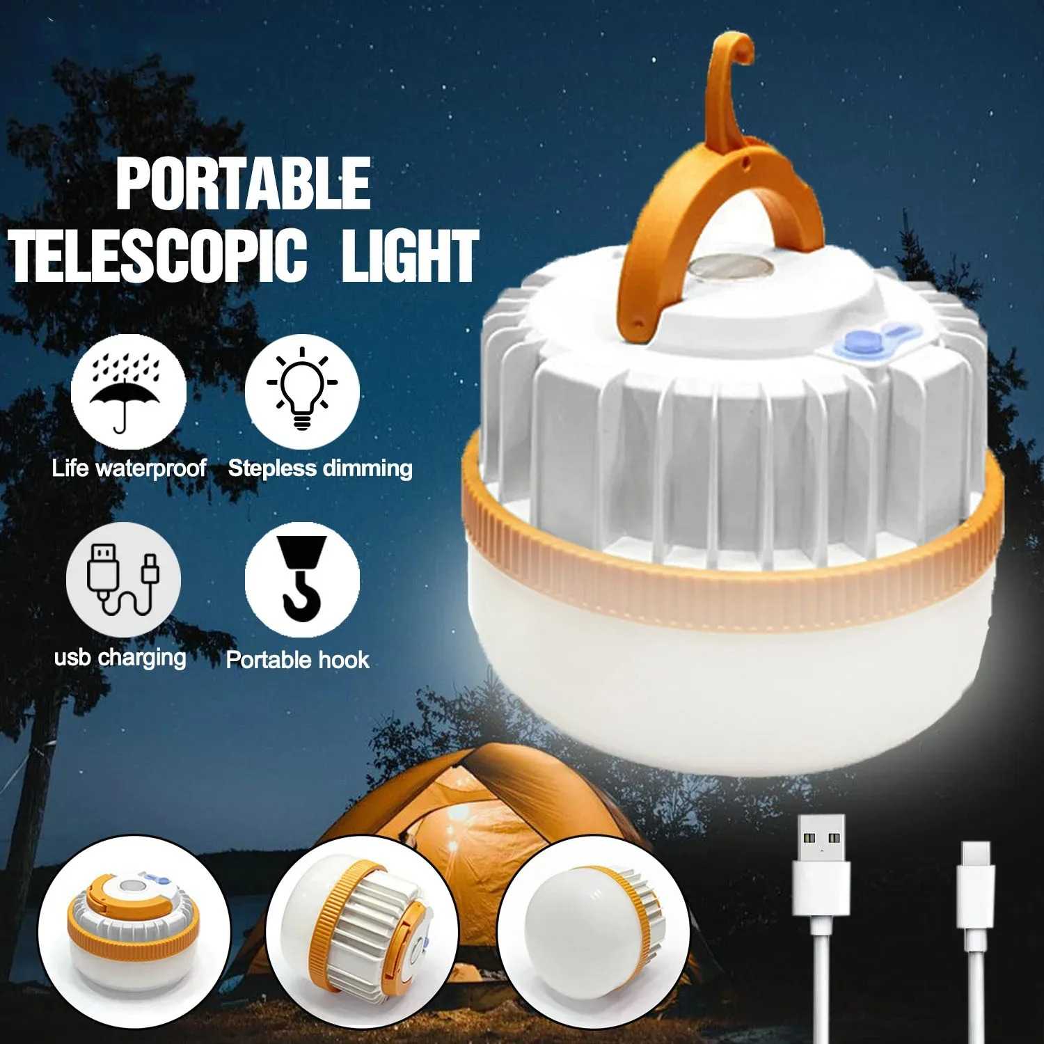 JANGYA Lampu LED Camping Telescopic Dimmable Cool White 2400mAh 12W - G10