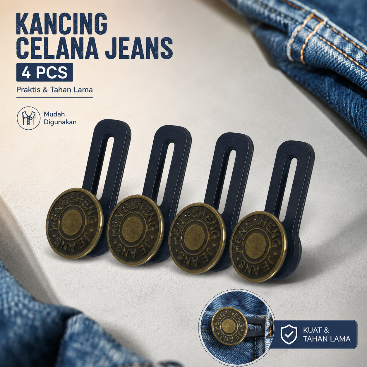 HENGSHENG Kancing Celana Jeans Disassembly Retractable Button 4 PCS - KA20