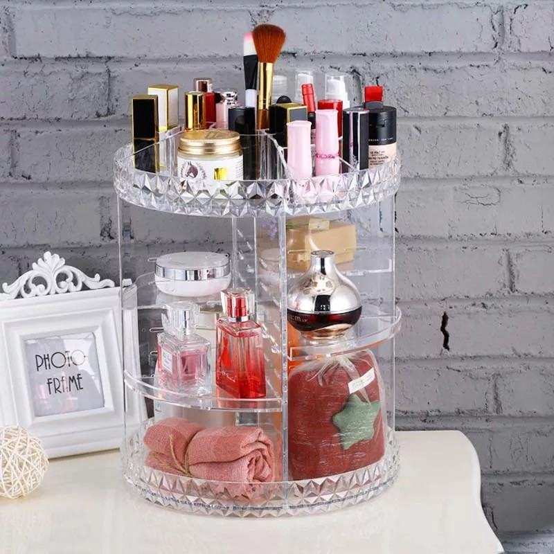 Rak Kosmetik Akrilik 360 Derajat Diamond/rak Kosmetik Diamond/rak Kosmetik Putar Diamond,shenar
